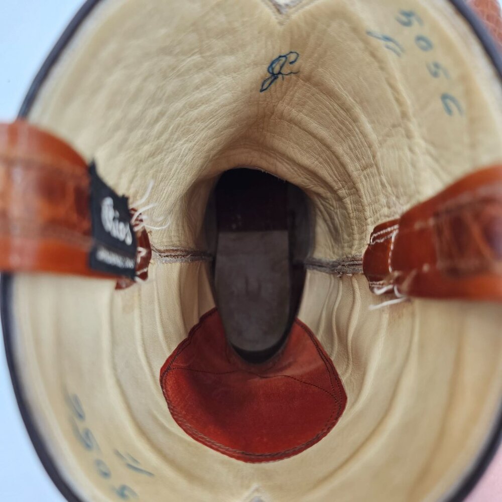 Vintage Rios of Mercedes Custom Full Alligator Brown Cowboy Boots Raymondville - Picture 15 of 16